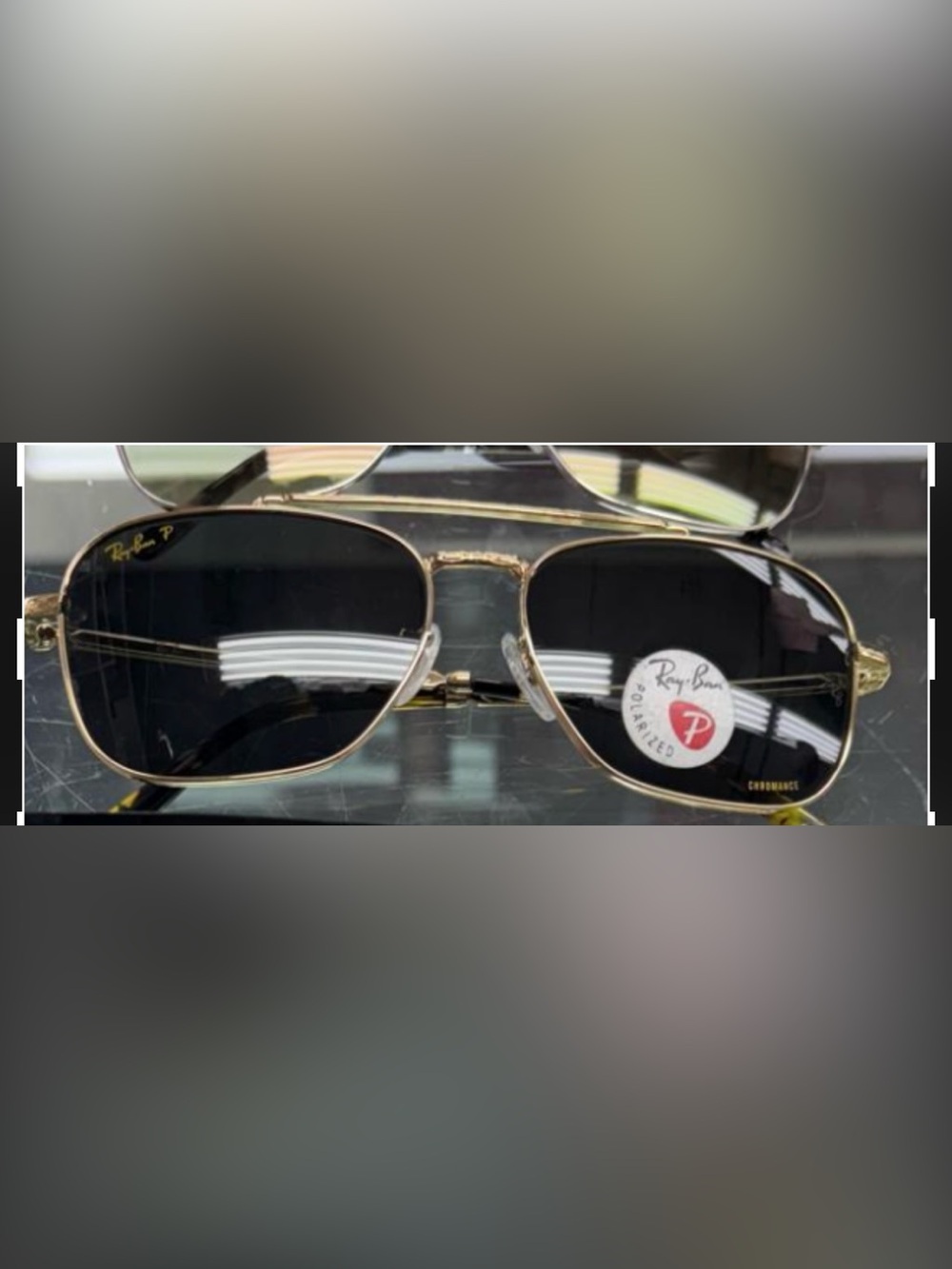 Ray-Ban Gold Frame Sunglasses with Black Lenses